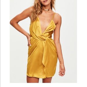 Yellow satin dress